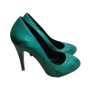 Turquoise snake skin pump sz 7.5 by Kathryn Amberleigh